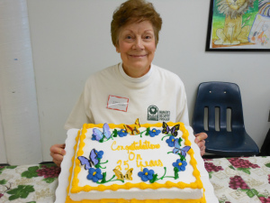 S. Diane with 25th anniversary cake.